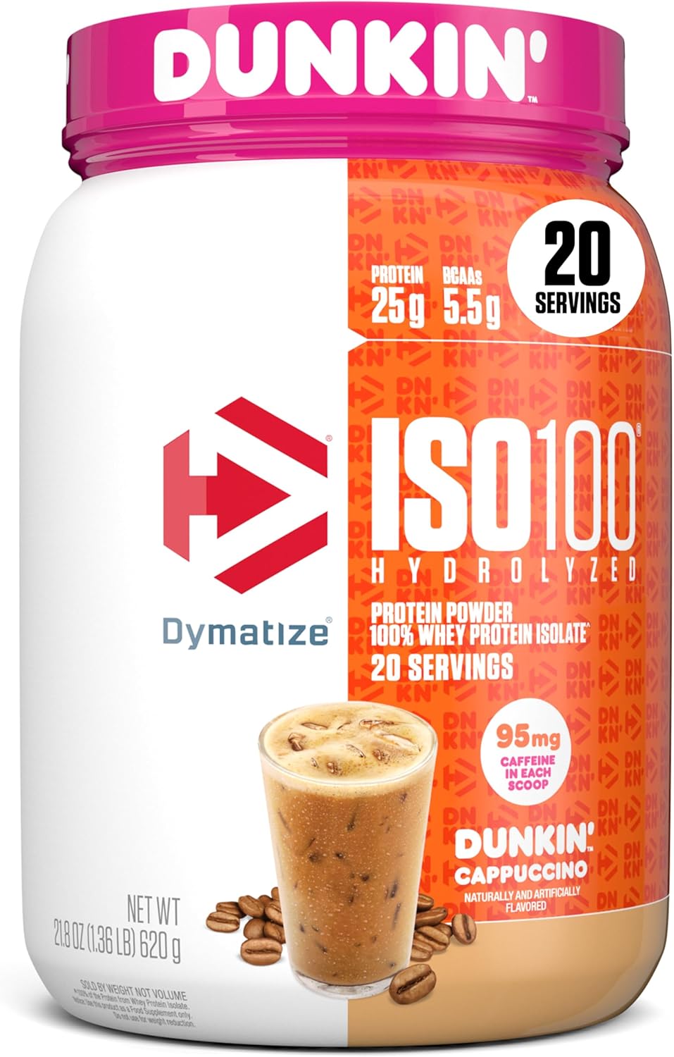 Dymatize ISO100 Whey Protein Powder Isolate, Strawberry, 25g of Protein, 5.5g BCAAs, Less Than 120 Cal., Gluten Free, 1g Fat, 1g Sugar, 2g Carb (20 Servings) - Image 10