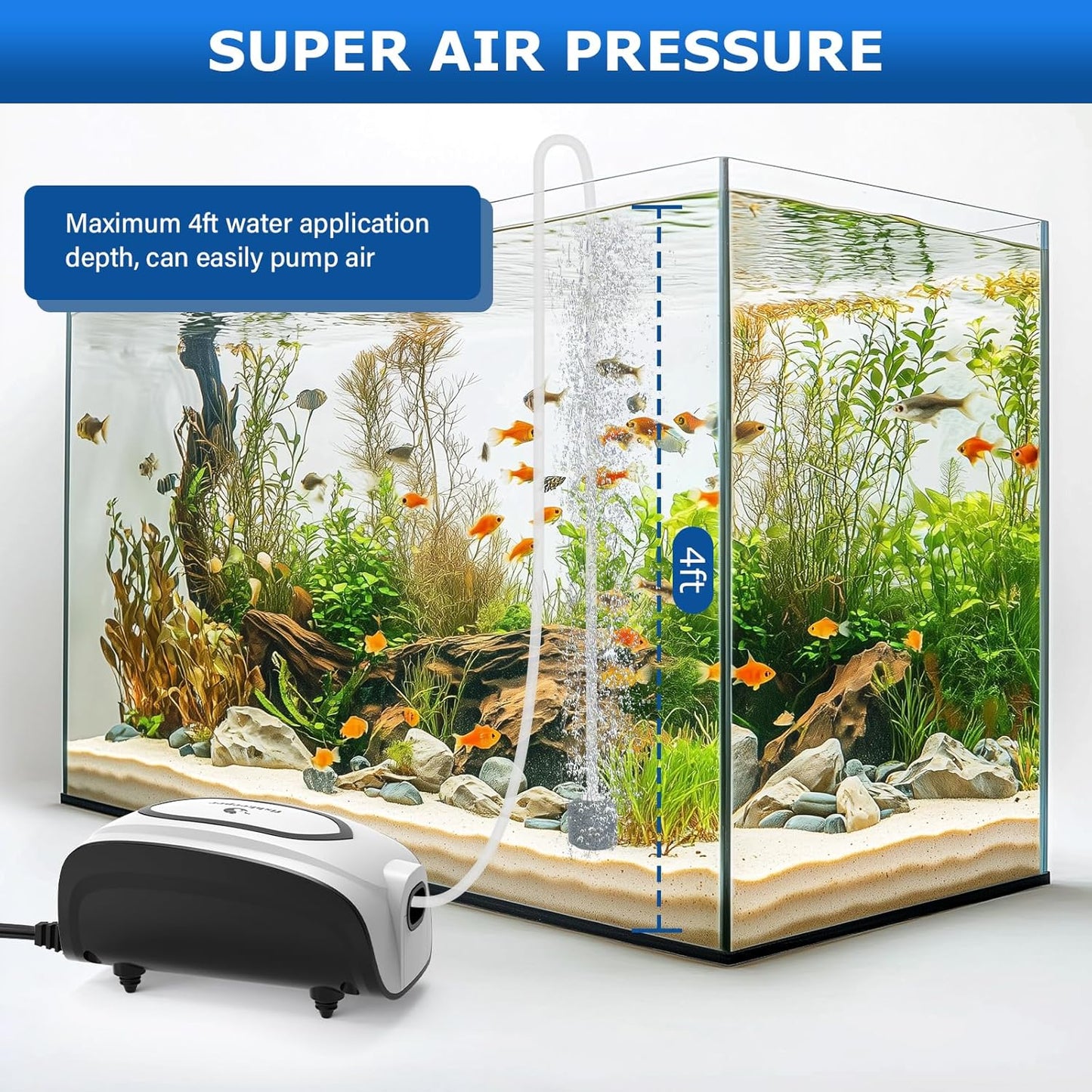 Fishkeeper aquarium air pump accessory kit including air stone and tubing