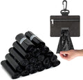 Charmount dog poop bags rolls front view with premium black bags and fabric dispenser