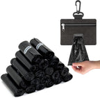 Charmount dog poop bags rolls front view with premium black bags and fabric dispenser