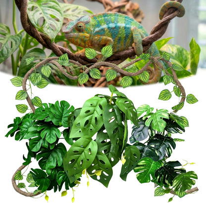 5 Pcs Reptile Plants & Habitat Decor Kit - 3 Artificial Phalaenopsis Orchid & Large 5ft Jungle Vine Branch, Terrarium Tank Decor & Climbing Accessories for Crested Gecko, Bearded Dragon - Image 12