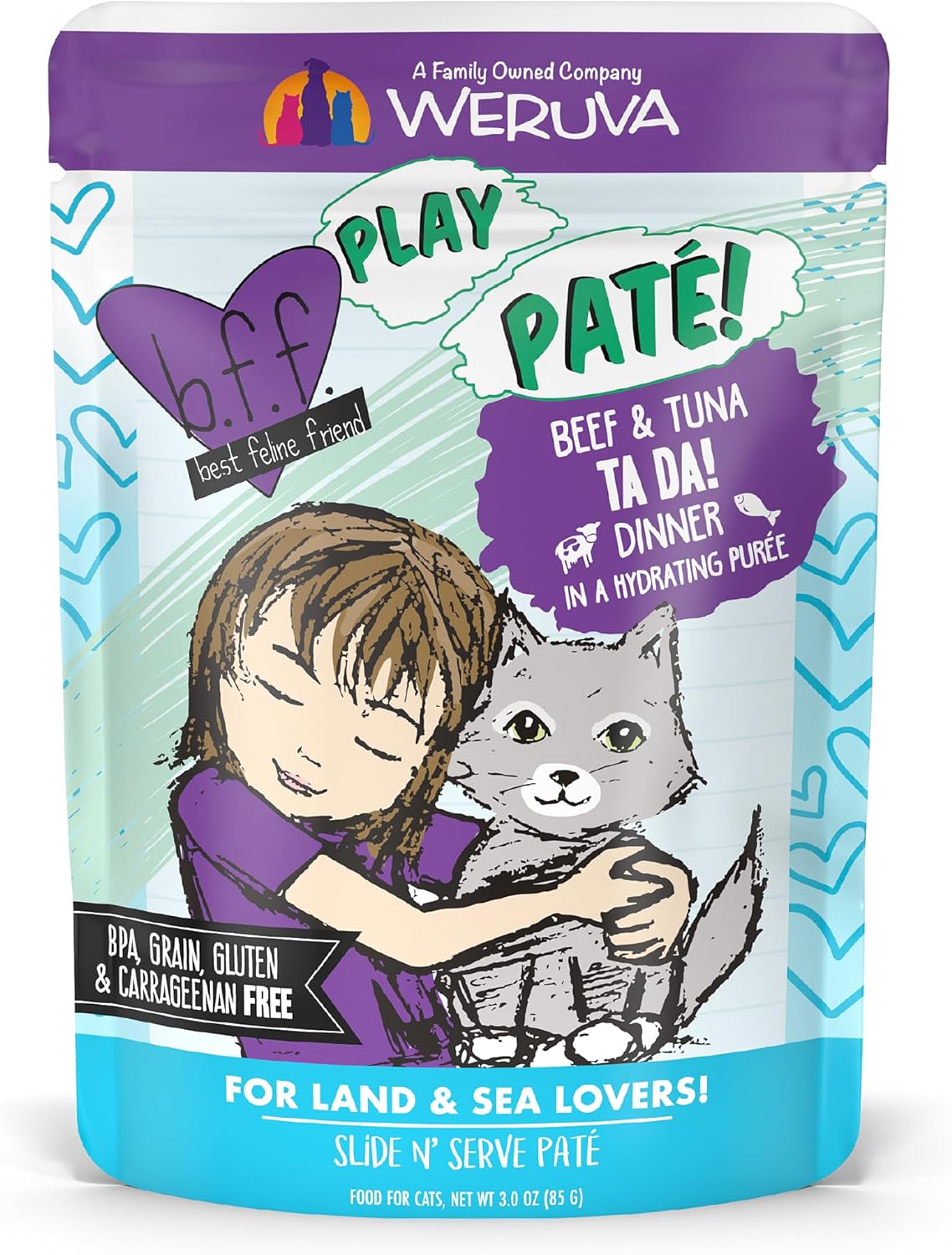 Weruva B.F.F. Play - Best Feline Friend Pat Lovers, Aw Yeah!, Pat Partay! Variety Pack, 3oz Pouch (Pack of 12) - Image 13