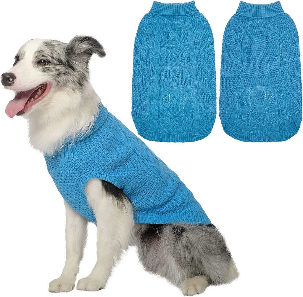Mihachi Turtleneck Dog Sweater - Winter Coat Apparel Classic Cable Knit Clothes with Leash Hole for Cold Weather, Ideal Gift for Pet in New Year Flesh Pink Large - Image 13