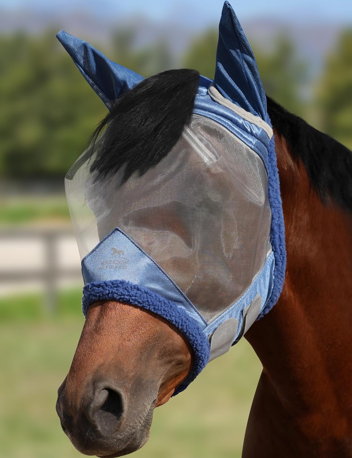 Harrison Howard CareMaster Horse Fly Mask UV Protective Fine Mesh with Extra Wool Soft Touch on Skin Light Pink L - Image 10