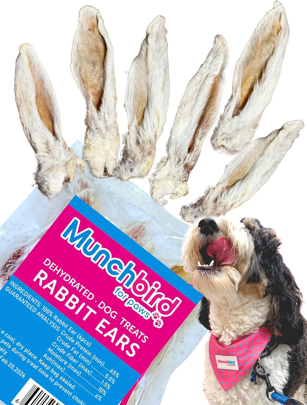 Munchbird Dehydrated Rabbit Ears 100g (3.5 oz) 12-15 pcs for Dogs, European Furry Rabbit Ear Natural Fiber for Pets, Rawhide Free Alternative to Pig Ears Dog Treats, Ear Size Varies - Image 10