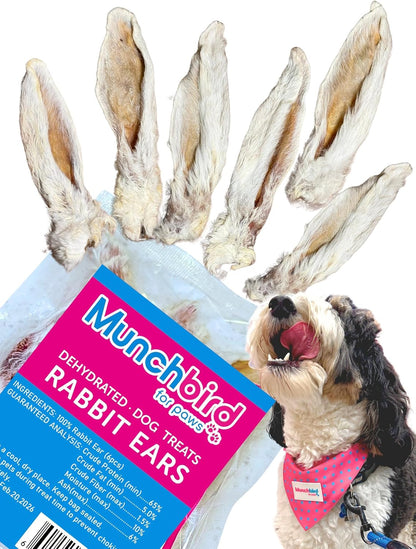 Munchbird Dehydrated Rabbit Ears 100g (3.5 oz) 12-15 pcs for Dogs, European Furry Rabbit Ear Natural Fiber for Pets, Rawhide Free Alternative to Pig Ears Dog Treats, Ear Size Varies - Image 10