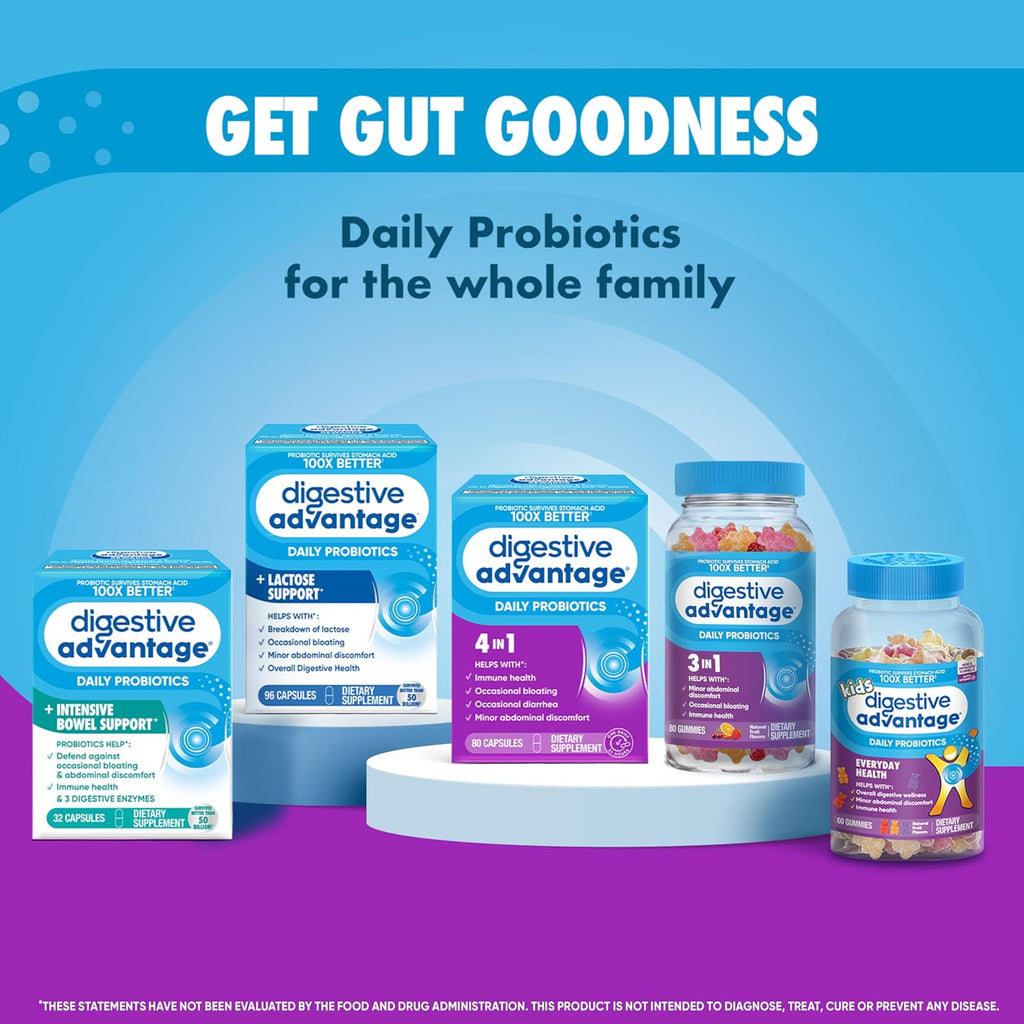Digestive Advantage probiotic gummies side label ingredients view