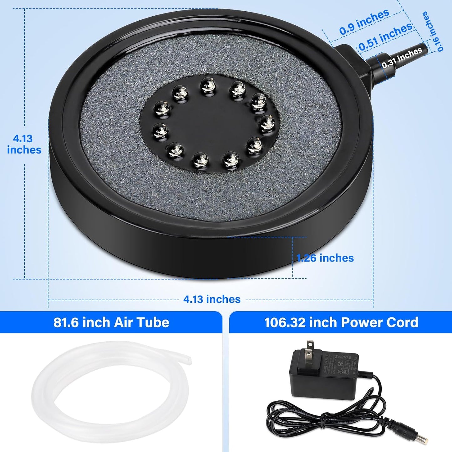 fishkeeper Aquarium Air Bubble Light, LED Fish Tank Bubbler Stone Disk with 11 Super Bright Lamp Beads, 16 Colors and 4 Modes Adjustable for Fish Tank Decoration Oxygenation - Image 9