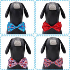 Small and large sizes of holiday pet neckwear laid out flat