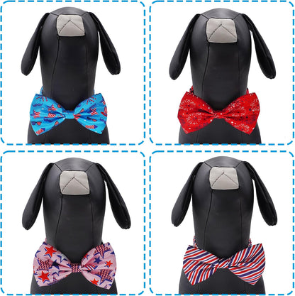 Small and large sizes of holiday pet neckwear laid out flat