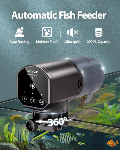 Aoyar aquarium auto food dispenser 200ml large capacity drum detail