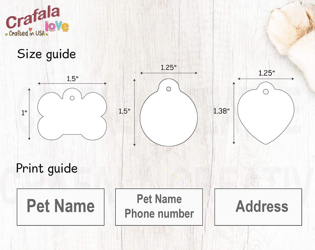 Crafala Creative custom printed aluminium pet identity tag angled view