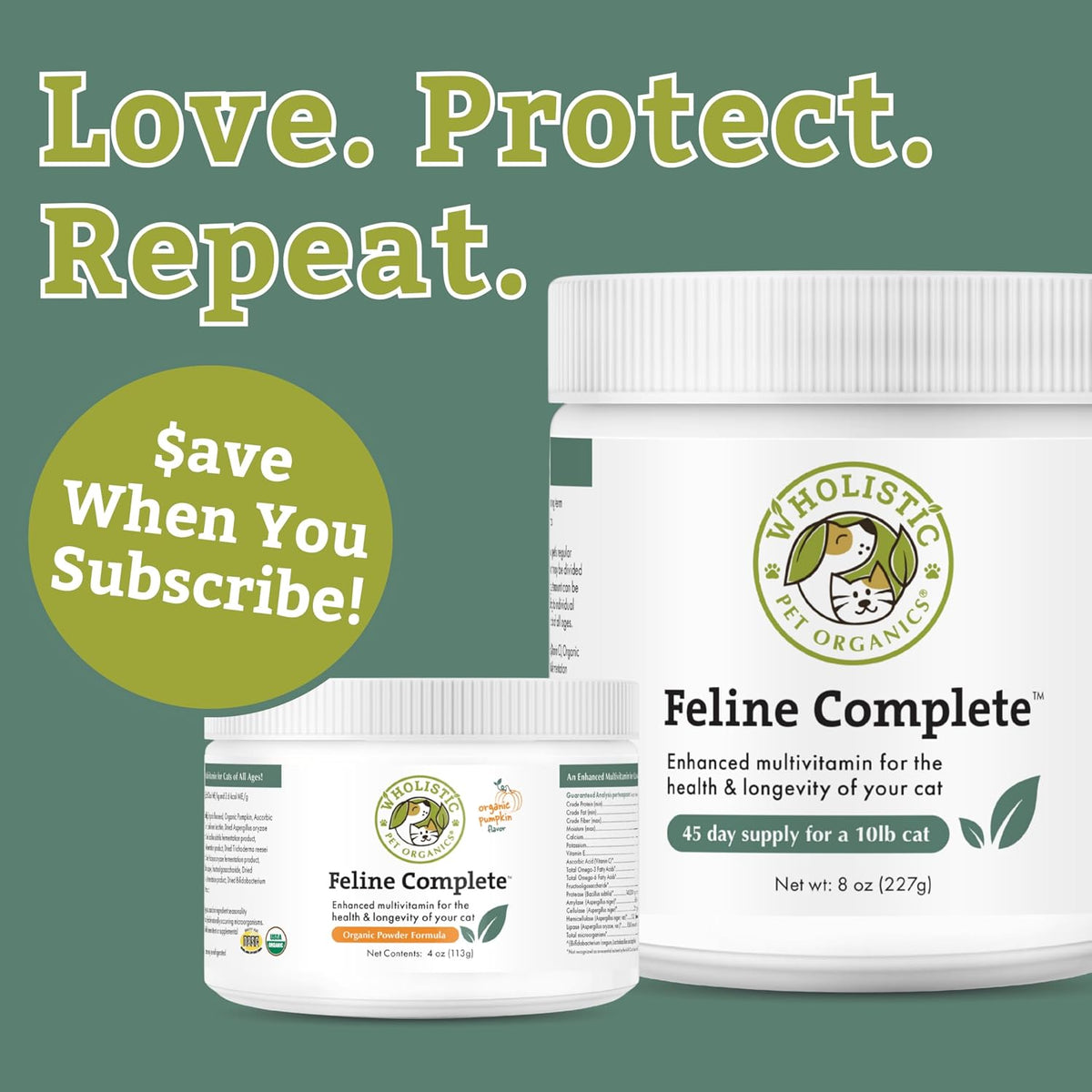 Wholistic Pet Organics Feline Complete - 4 oz - Organic Cat Multivitamin + Probiotic Supplement for Overall Health, Skin & Coat Support - Cat Vitamins for Cats Health - Kitten & Senior - 37 Scoops - Image 9
