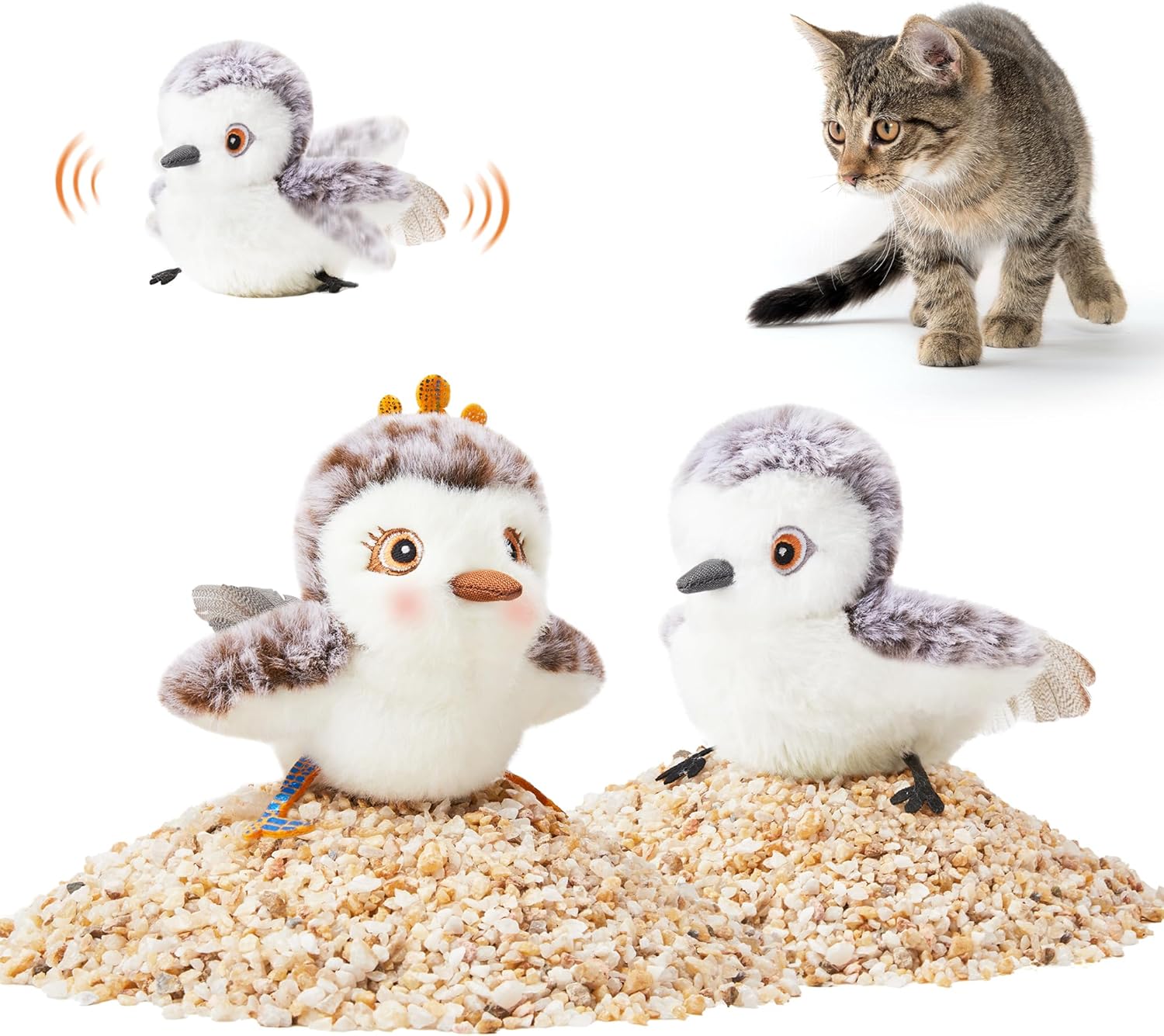 Potaroma Cat Toys Flapping Bird (No Flying), Lifelike Sandpiper Chirp Tweet, Rechargeable Touch Activated Kitten Toy Interactive Cat Exercise Toys for All Breeds Cat Kicker Catnip Toys 4.0" - Image 9