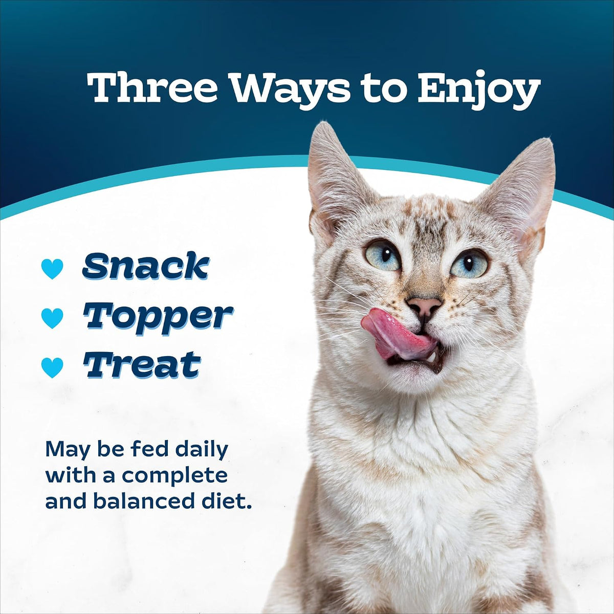 Side angle view of 3 ounce cat food puree pouches