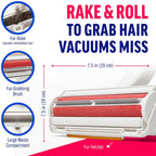 ChomChom Roller with rake attachment removing cat fur from couch