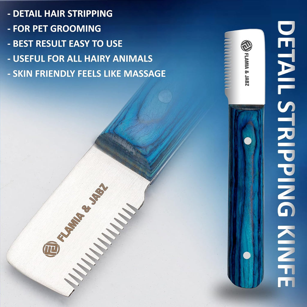Ergonomic wooden grip handles on the imported professional pet undercoat tool