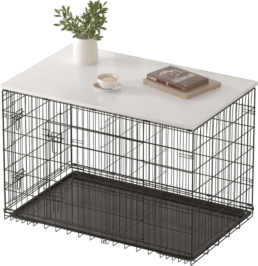 Piskyet Dog Crate Topper Wood Countertop for 48 42 36 30 24 inch Dog Cage, Dog Crate Cover,Dog Kennel Topper(Crate Not Include) (Rustic Brown, for 36 Inch Crate) - Image 11