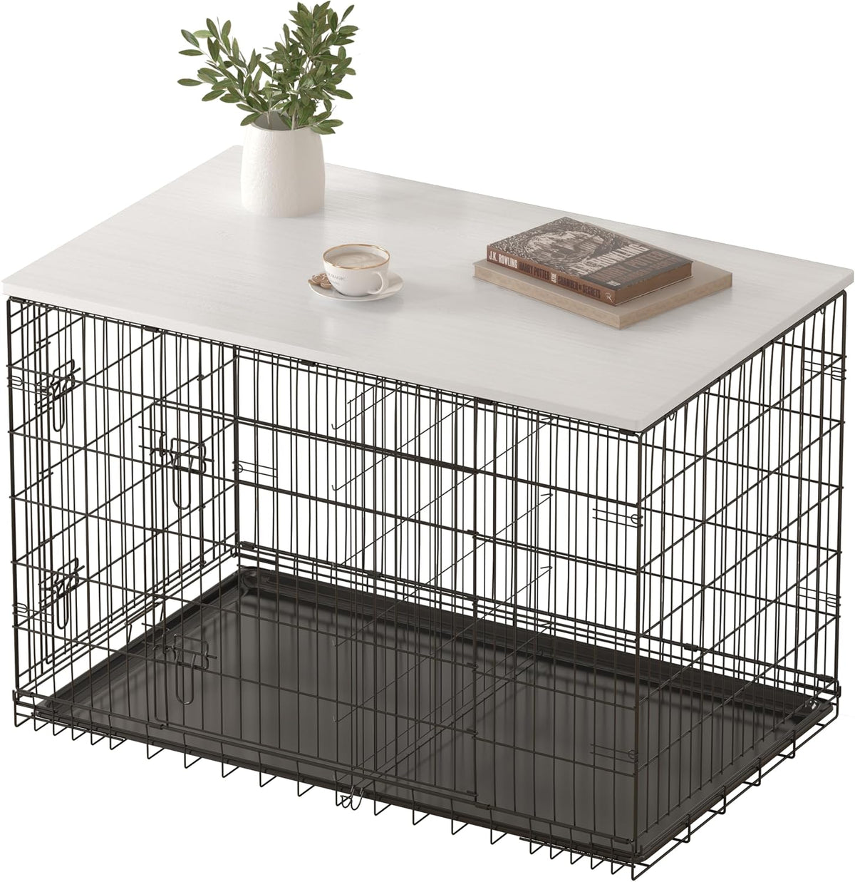Piskyet Dog Crate Topper Wood Countertop for 48 42 36 30 24 inch Dog Cage, Dog Crate Cover,Dog Kennel Topper(Crate Not Include) (Rustic Brown, for 36 Inch Crate) - Image 11