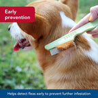Green handle Coastal Pet Safari grooming tool in hand