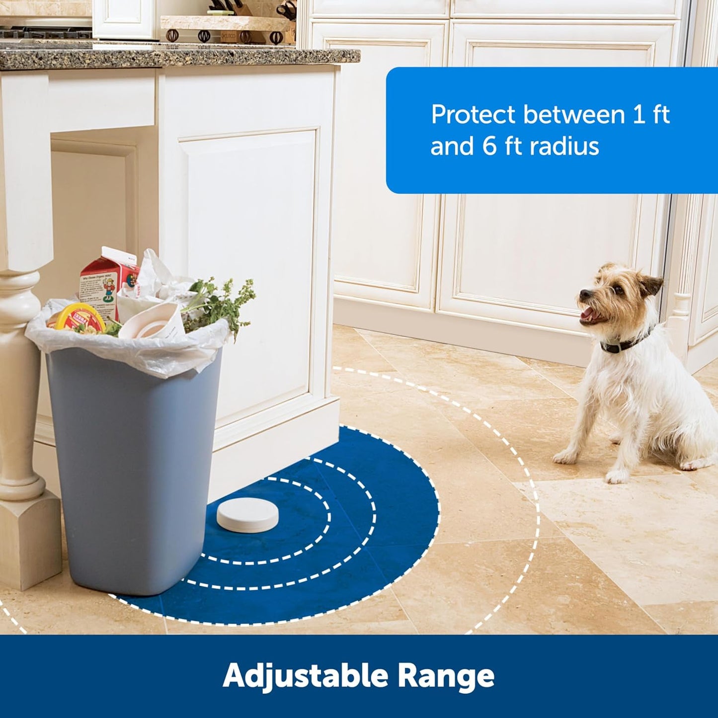 Premium USA imported PetSafe wireless pet training barrier placed near furniture.