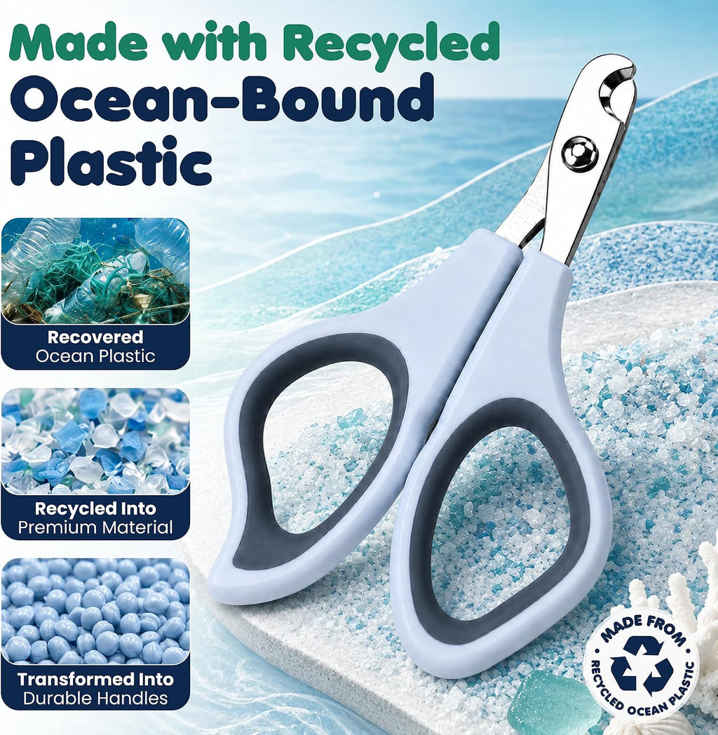Ocean Plastic Clippers for Cats and Small Dogs, Professional Stainless Steel Dog Nail Trimmer, Handles Made from Recycled Ocean-Bound Plastic, All Breeds Color Blue (Blue) - Image 6