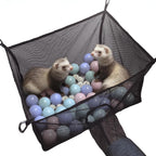 Kathson ferret hammock front view hanging inside a wire pet cage setup.