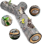 GRETMIX tree trunk three way cat tunnel front view interactive pet play maze toy