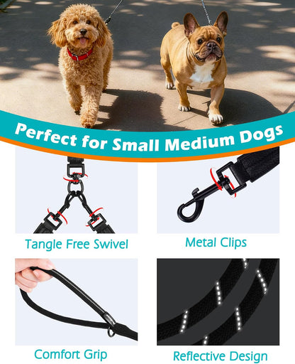 PetBonus dual dog leash padded handles close up comfort grip protection