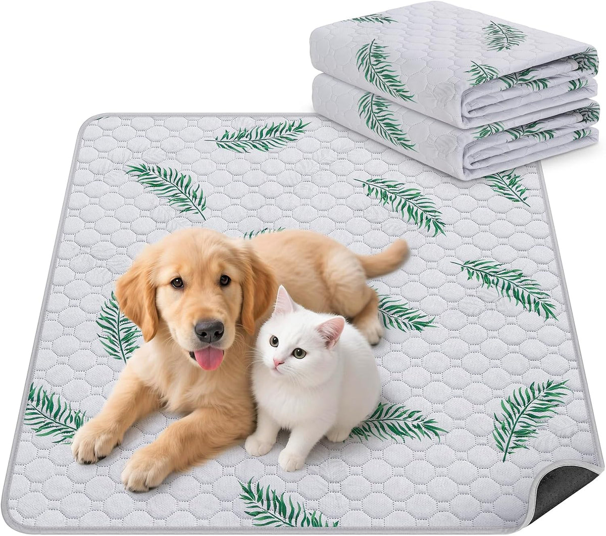 WanpeeGoo Washable Pee Pads for Dogs, 2Pack Reusable Puppy Pads, Super Absorbent & Leakproof Dog Pads, Anti-Slip Dog Pee Pads for Puppy Training & Incontinence, Feather Pattern 36"x41" - Image 12