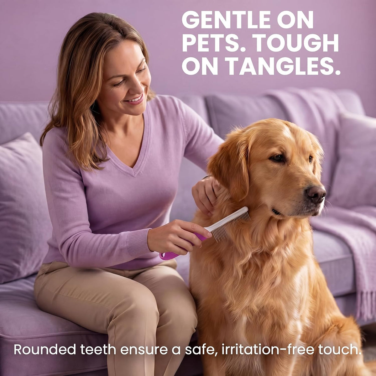 The complete Poodlie home grooming accessory showing the durable build quality of the metal teeth