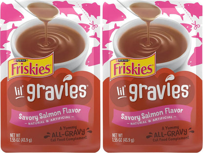 Purina Friskies Lil' Gravies Savory Salmon Flavor Cat Food Complement Lickable Cat Treats - (Pack of 16) 1.55 oz. Pouches - Image 11
