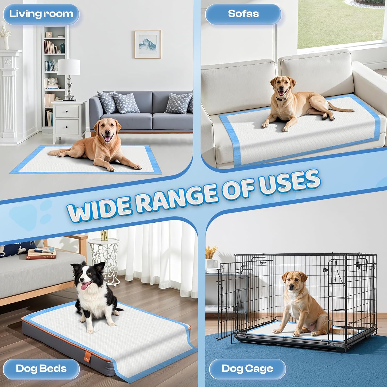 Thick premium quality disposable pet training sheets suitable for multi pet households