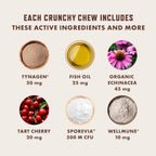Close up view of the multi-textured crunchy cat chews for seasonal allergy defense