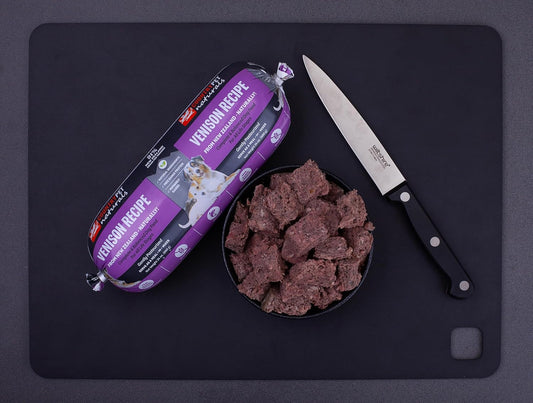 CountryPet Naturals dog food rolls in 12 pound case packaging