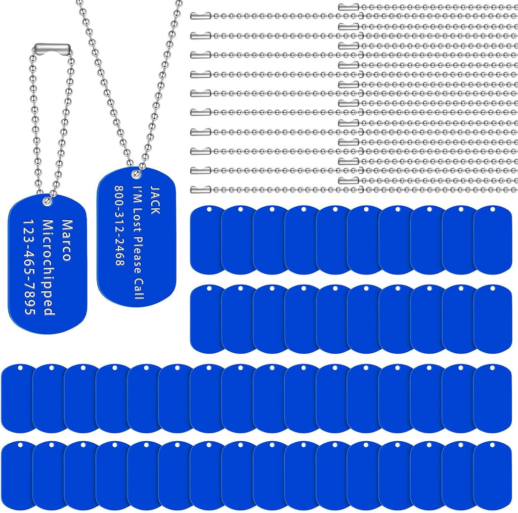 Yinkin 200 Pcs Personalized Military Dog Tags Set Including 100 Pcs Aluminum Blank Dog Tags for Engraving 100 Ball Steel Chain Rectangle Metal Blank Stamping Label for DIY Craft(Black) - Image 10