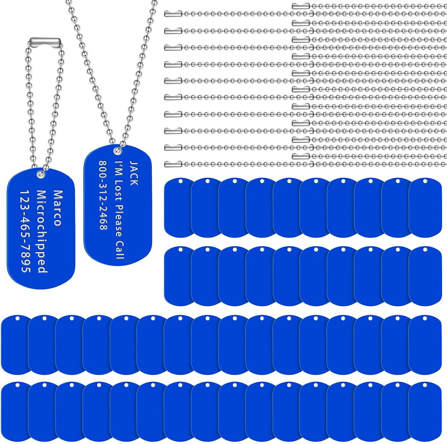 Yinkin 200 Pcs Personalized Military Dog Tags Set Including 100 Pcs Aluminum Blank Dog Tags for Engraving 100 Ball Steel Chain Rectangle Metal Blank Stamping Label for DIY Craft(Black) - Image 10