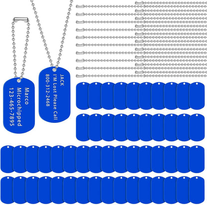 Yinkin 200 Pcs Personalized Military Dog Tags Set Including 100 Pcs Aluminum Blank Dog Tags for Engraving 100 Ball Steel Chain Rectangle Metal Blank Stamping Label for DIY Craft(Black) - Image 10