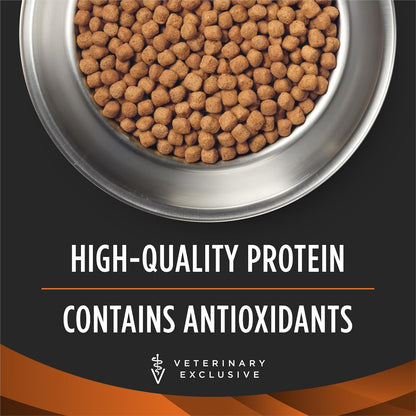 Purina Pro Plan Veterinary Diets twenty-four pound package highlighting omega-three fatty acids and glucosamine benefits