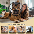 BONTHEE medical pet cone collar packaging view with size instruction guide