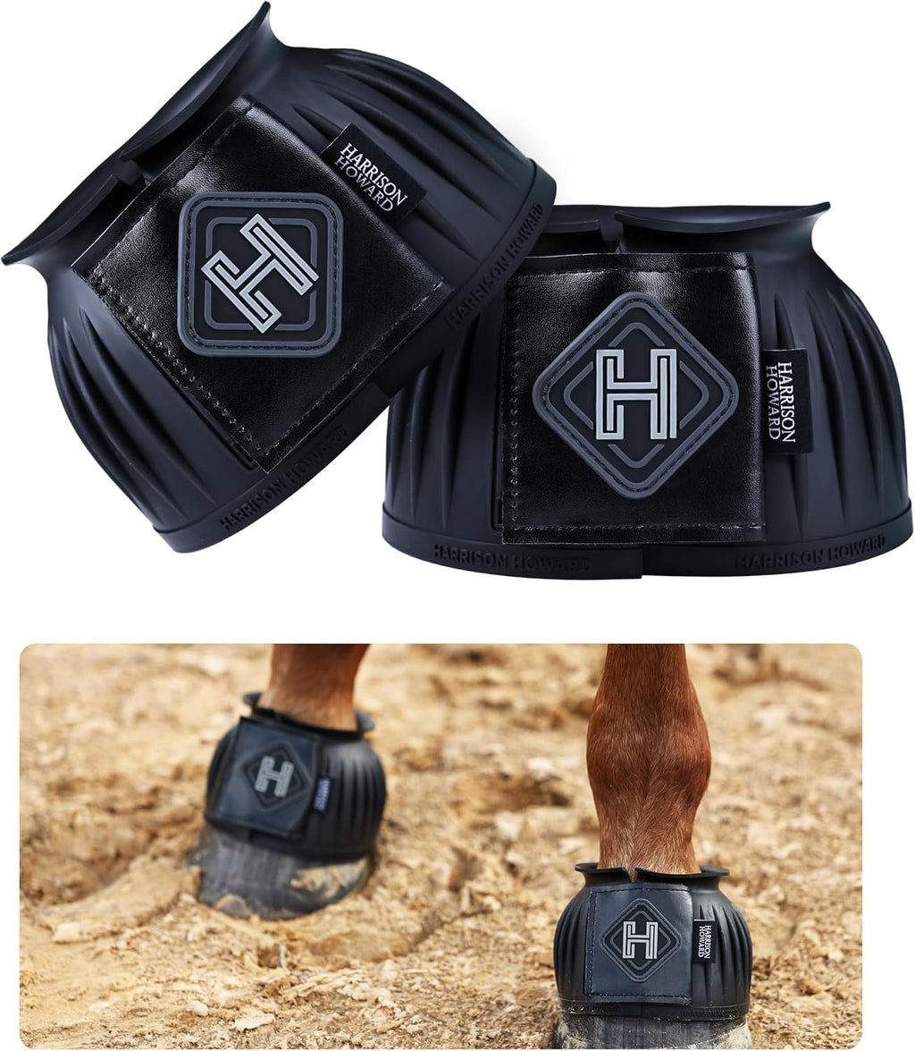 Harrison Howard Rubber Bell Boots for Horses, Hoof Overreach Protection for Horses, w/Upgraded Leather Touch Tape - Image 10