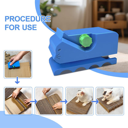 Close up of replaceable blades for cardboard strip cutter