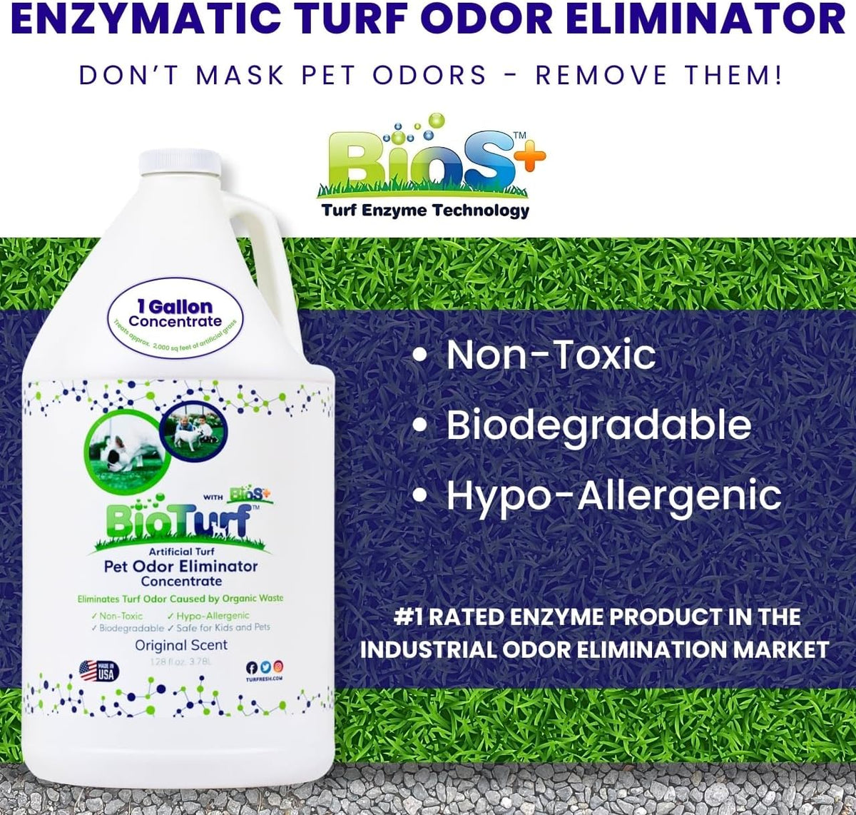 BioTurf pet odor eliminator one gallon concentrate packaging