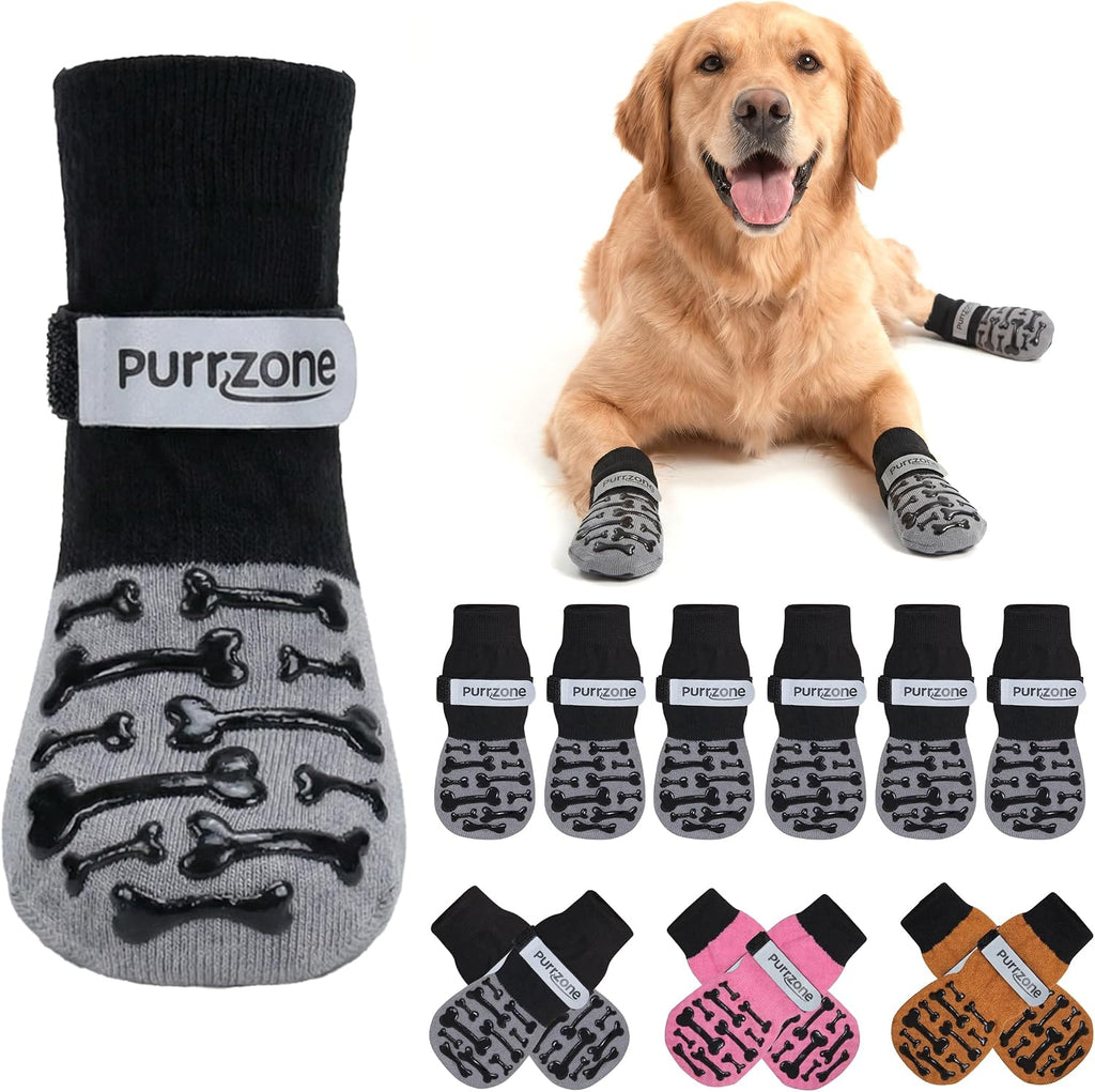 6 Pcs Non-Slip Dog Socks with Paw Grips Indoor, Cute Socks for Hardwood Floors, Winter Snow, Hot Pavement, Paw Protector Socks (Cozy Cloud Blue, Large) - Image 9