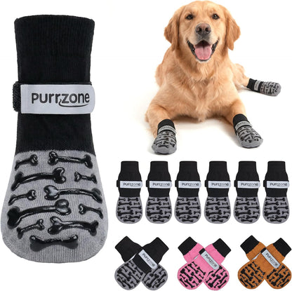 6 Pcs Non-Slip Dog Socks with Paw Grips Indoor, Cute Socks for Hardwood Floors, Winter Snow, Hot Pavement, Paw Protector Socks (Cozy Cloud Blue, Large) - Image 9