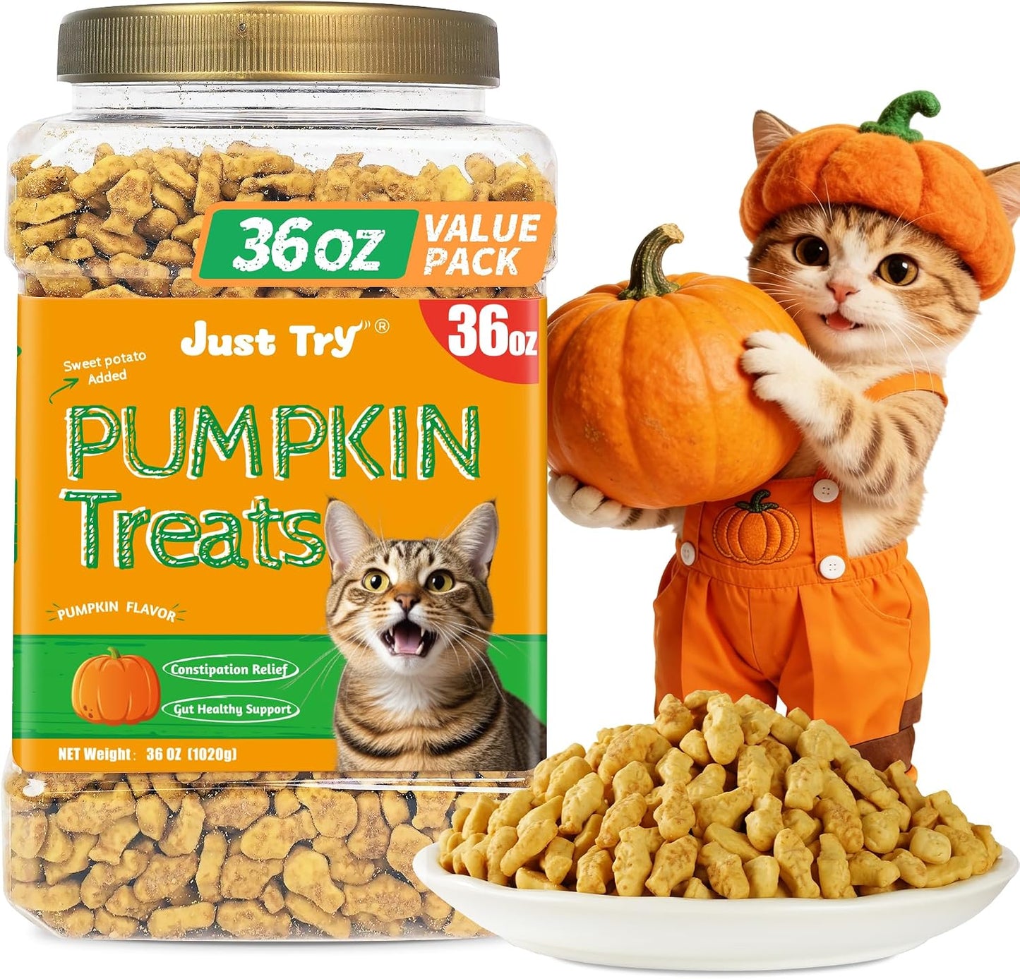Just Try Cat Treats for Indoor Cats Hairball Control Natural Salmon Healthy Cat Grass Treats Kitten Snacks Training Biscuits Catnip for Cats Dental Care 13.4 OZ - Image 14