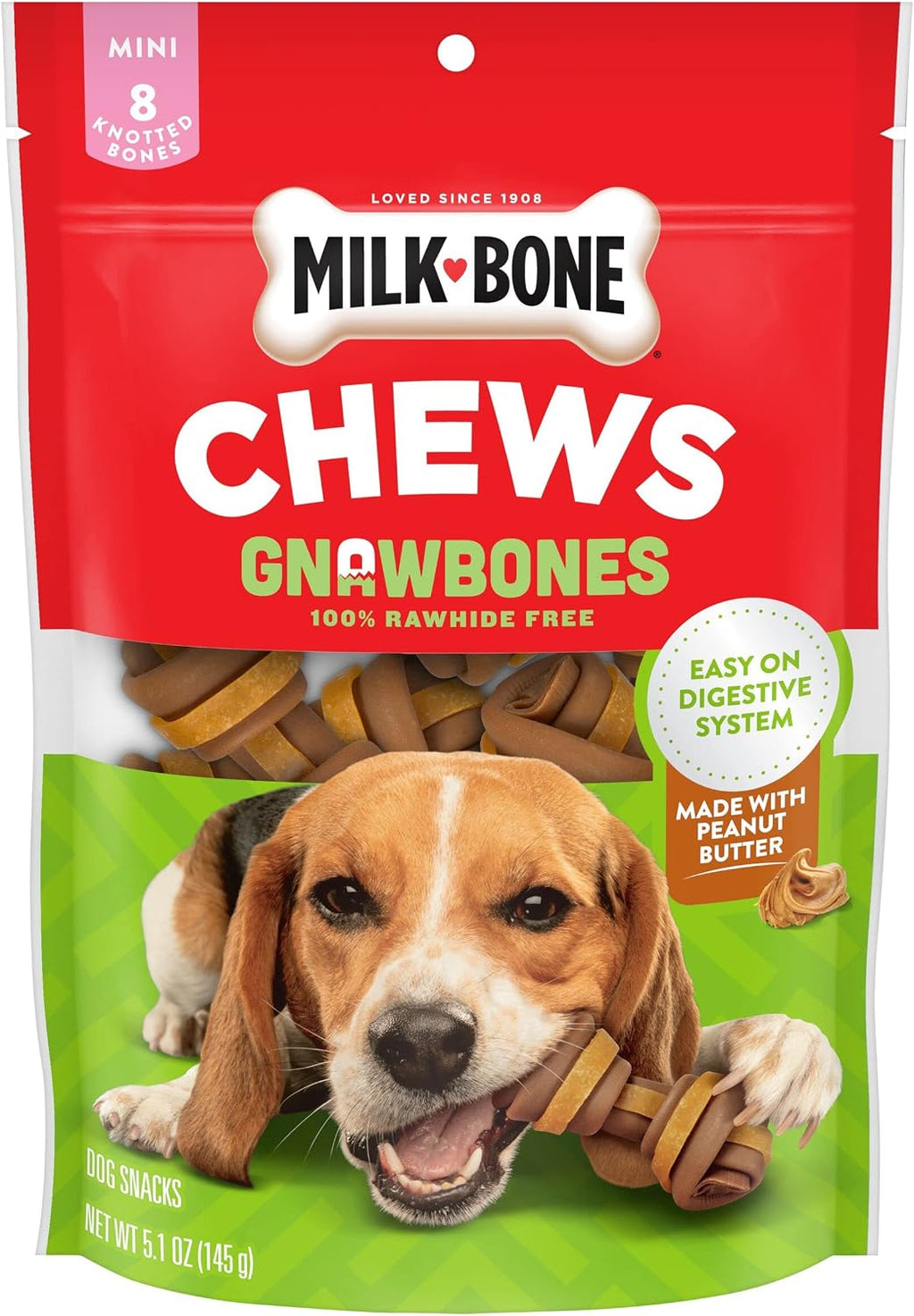 Milk-Bone Chews GnawBones Rawhide Free Dog Treats, Chicken, 5 Long Lasting Small/Medium Knotted Bones - Image 15