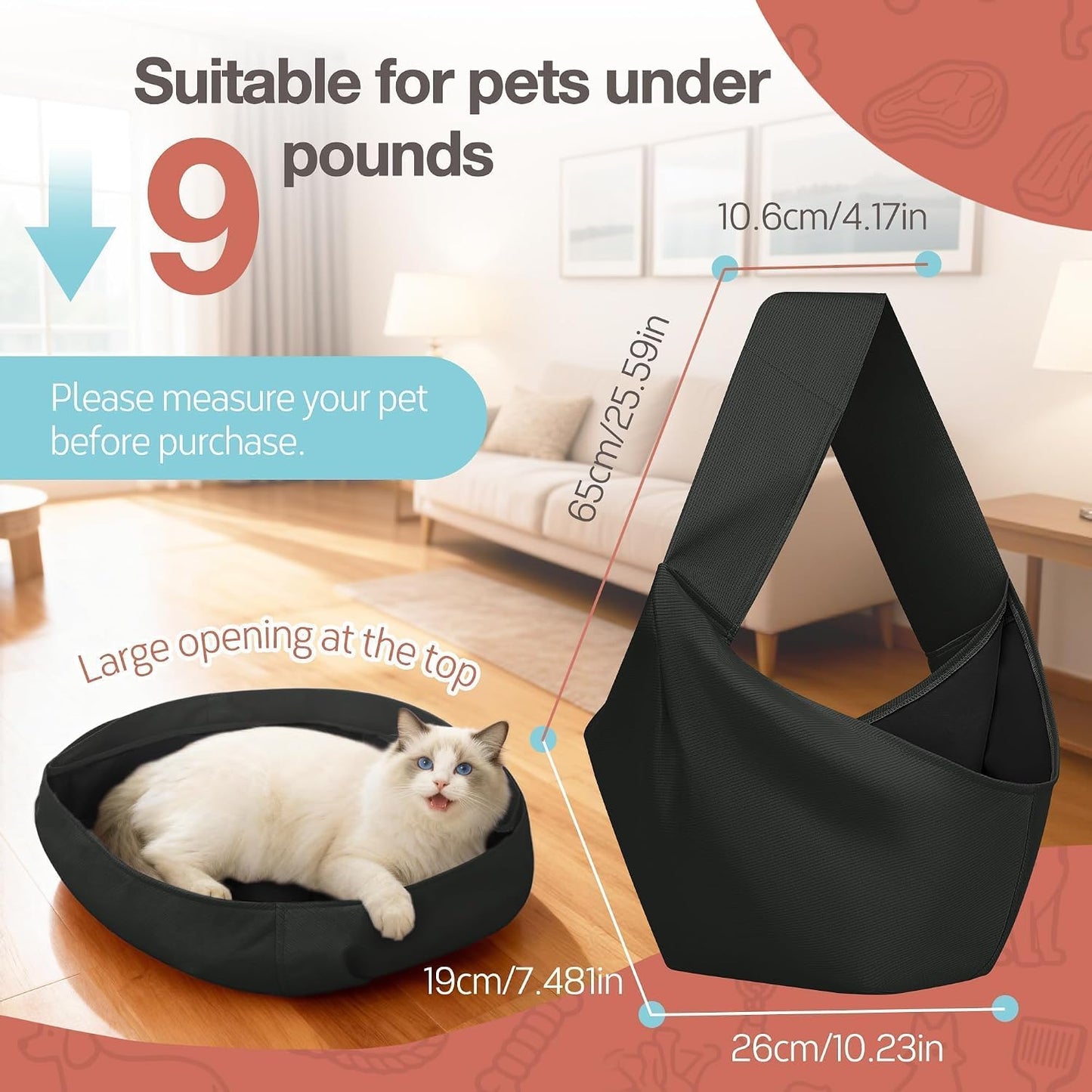 Black Yudodo dog sling for daily travel