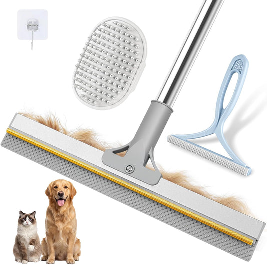 Skrmisda Pet Hair Remover 54 Inch Adjustable Carpet Rake front view