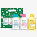 Garnier skinactive micellar water holiday skincare gift set front view bottles
